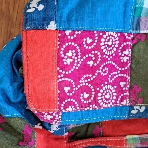 Authentic Disney Parks Backpack Madras Plaid Quilted Fabric 12" x 11" x 4" - Picture 3 of 15